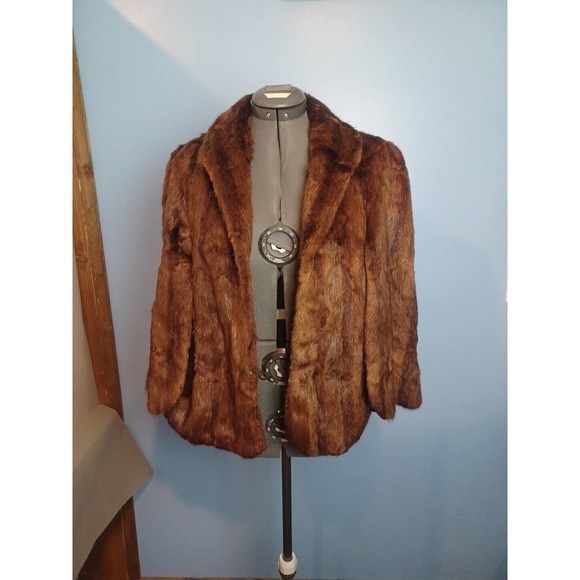 I.R.Fox Accessories - IR Fox New York Striped Fur Wrap Cape Women One Size Brown 1950